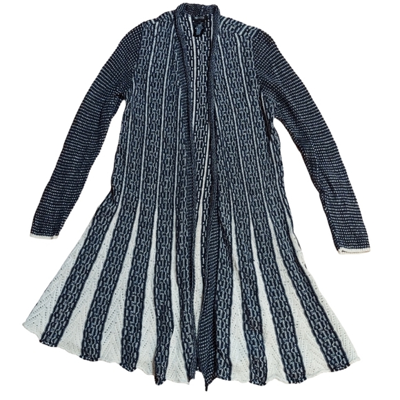 Nic + Zoe Pleated Flare Hem Longline Open Linen Blend Cardigan - Picture 12 of 13